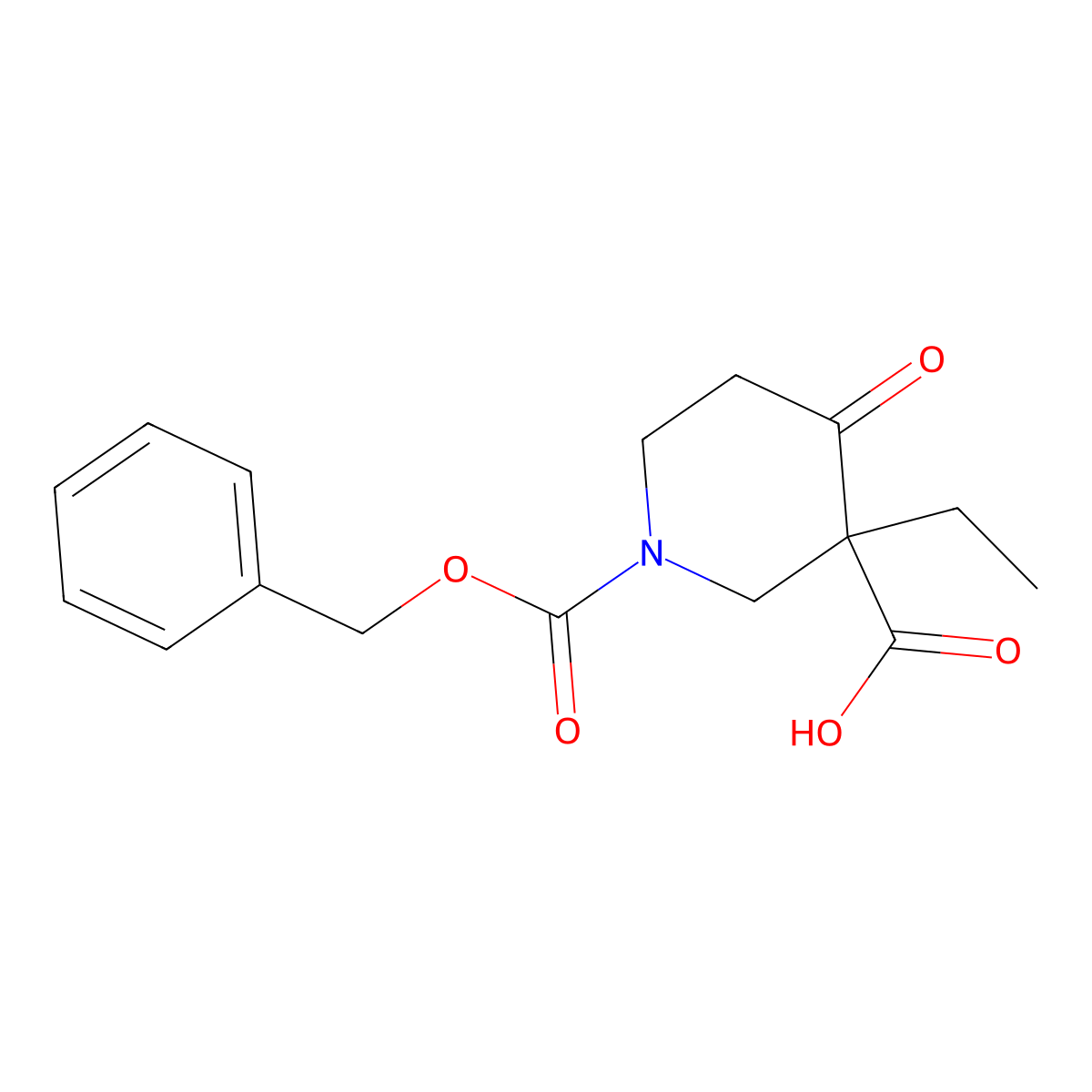 1-((Benzyloxy)carbonyl)-3-ethyl-4-oxopiperidine-3-carboxylic acid molecular structure, CAS 1984146-29-3
