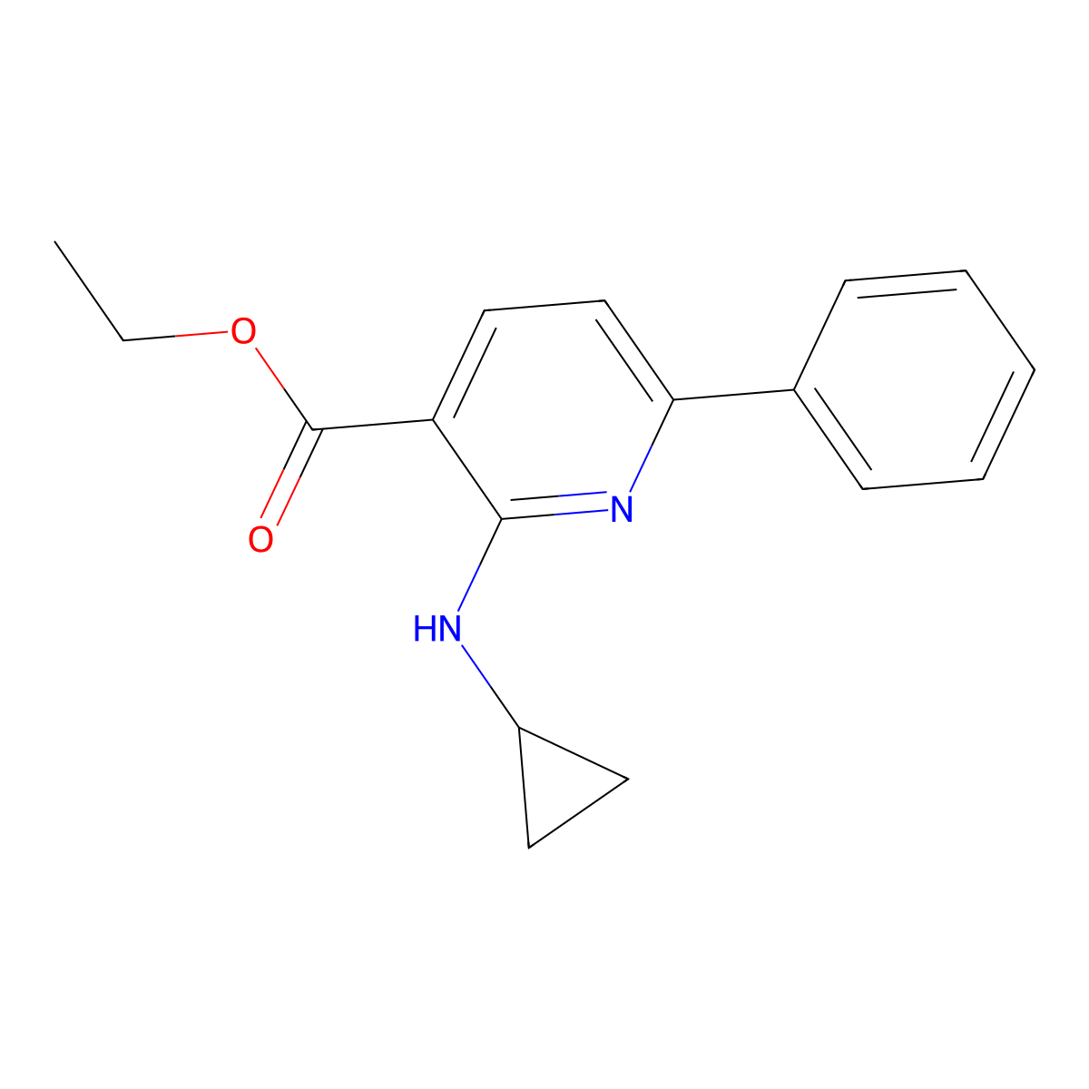Ethyl 2-(cyclopropylamino)-6-phenylnicotinate molecular structure, CAS 1984149-62-3