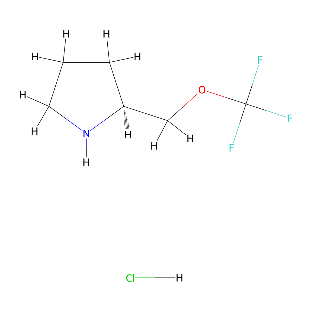(2S)-2-[(trifluoromethoxy)methyl]pyrrolidine hydrochloride molecular structure, CAS 1984154-05-3