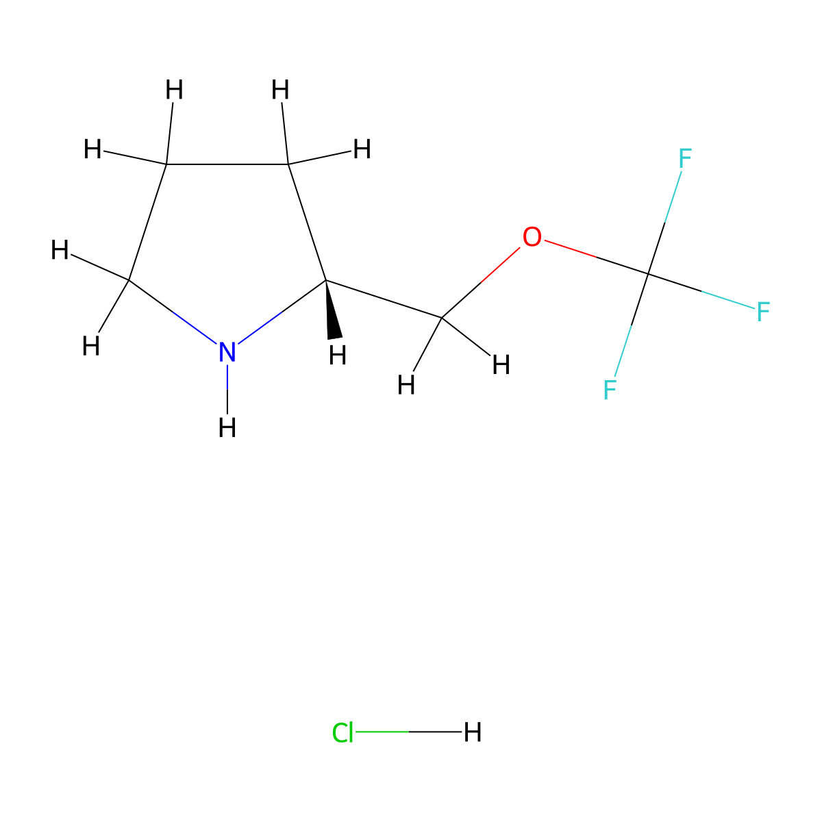 (2R)-2-((trifluoromethoxy)methyl)pyrrolidine hydrochloride molecular structure, CAS 1984154-08-6