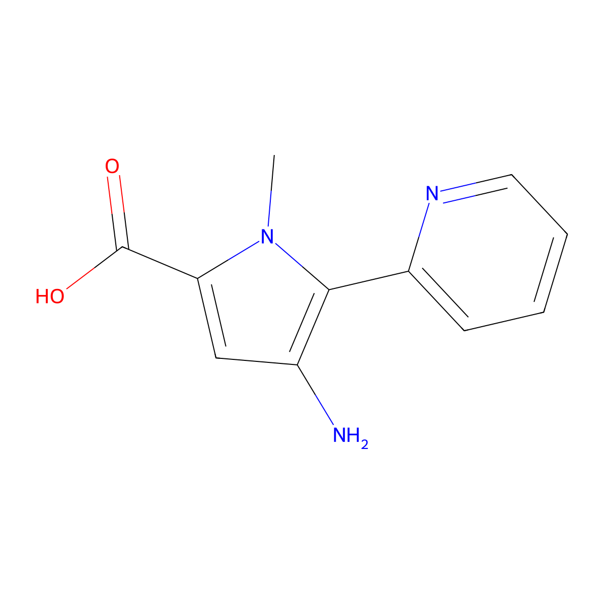 4-amino-1-methyl-5-(pyridin-2-yl)-1H-pyrrole-2-carboxylic acid molecular structure, CAS 1984165-29-8