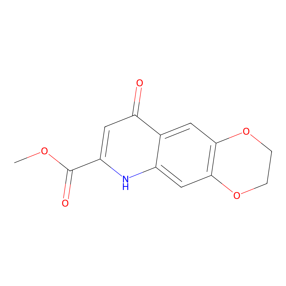 Methyl 9-oxo-2,3,6,9-tetrahydro[1,4]dioxino[2,3-g]quinoline-7-carboxylate molecular structure, CAS 1984167-24-9