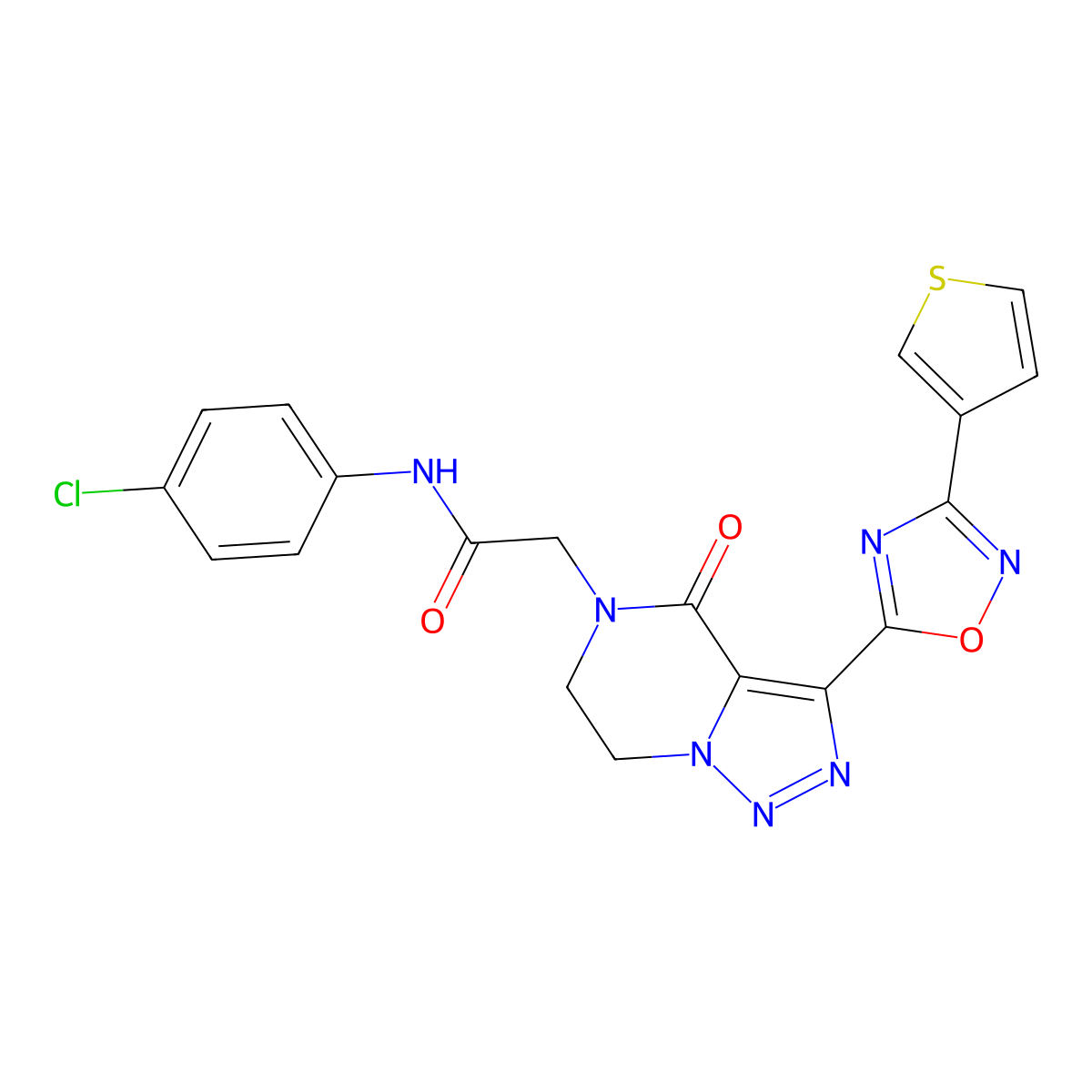 N-(4-chlorophenyl)-2-[4-oxo-3-[3-(3-thienyl)-1,2,4-oxadiazol-5-yl]-6,7-dihydro[1,2,3]triazolo[1,5-a]pyrazin-5(4H)-yl]acetamide molecular structure, CAS 1984167-37-4