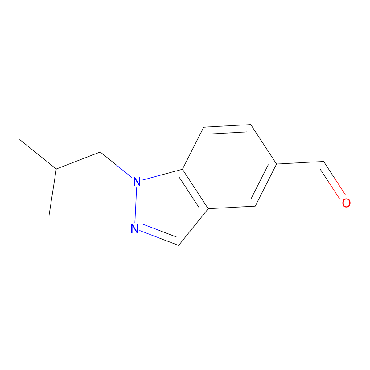 1-(2-methylpropyl)-1H-indazole-5-carbaldehyde molecular structure, CAS 1984178-71-3