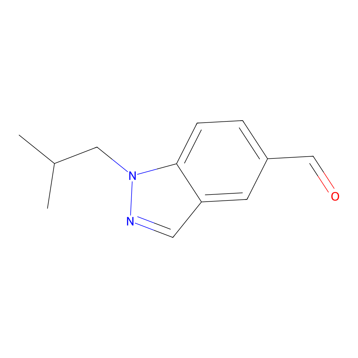 1-(2-methylpropyl)-1H-indazole-5-carbaldehyde molecular structure, CAS 1984178-71-3