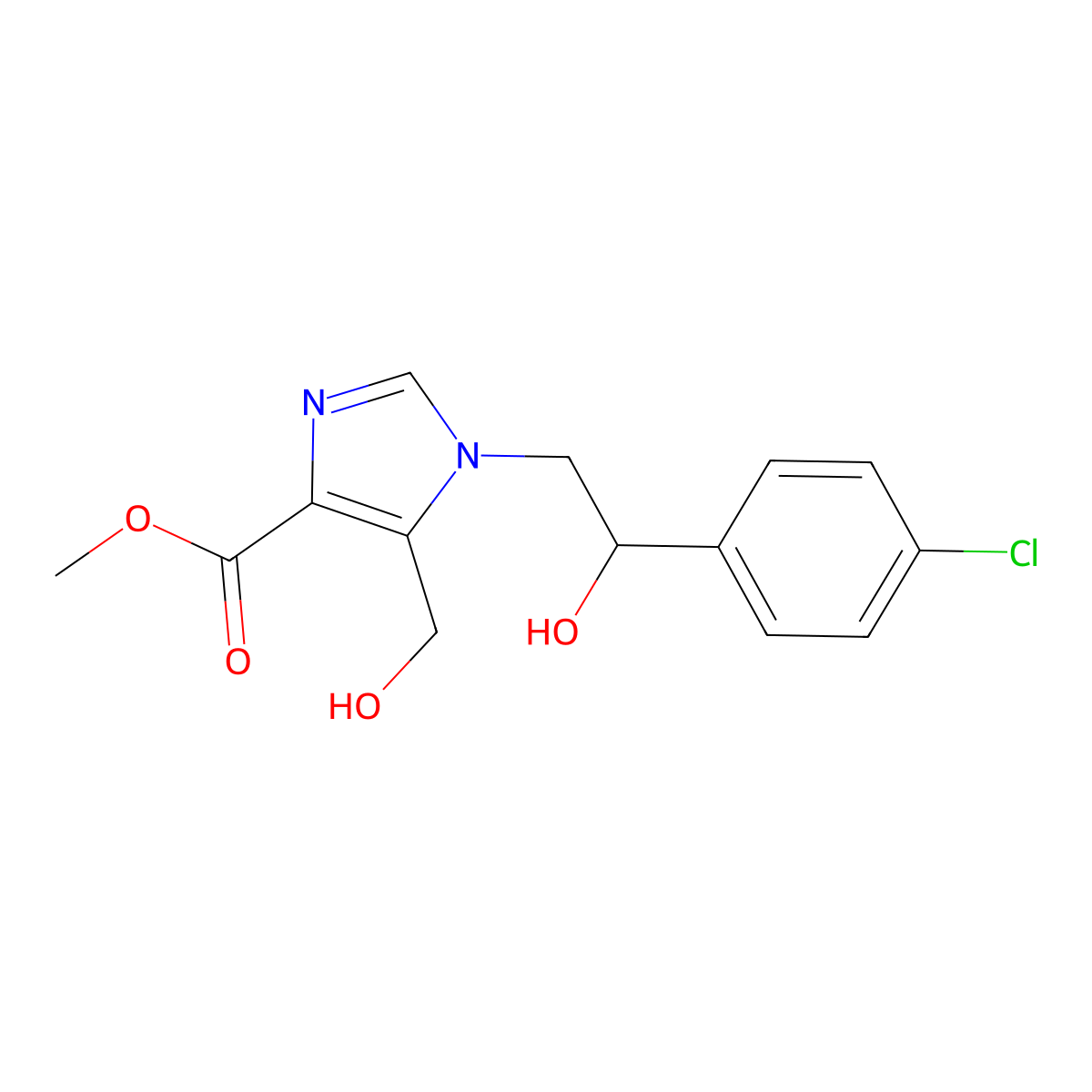methyl 1-[2-(4-chlorophenyl)-2-hydroxyethyl]-5-(hydroxymethyl)-1H-imidazole-4-carboxylate molecular structure, CAS 1984183-51-8