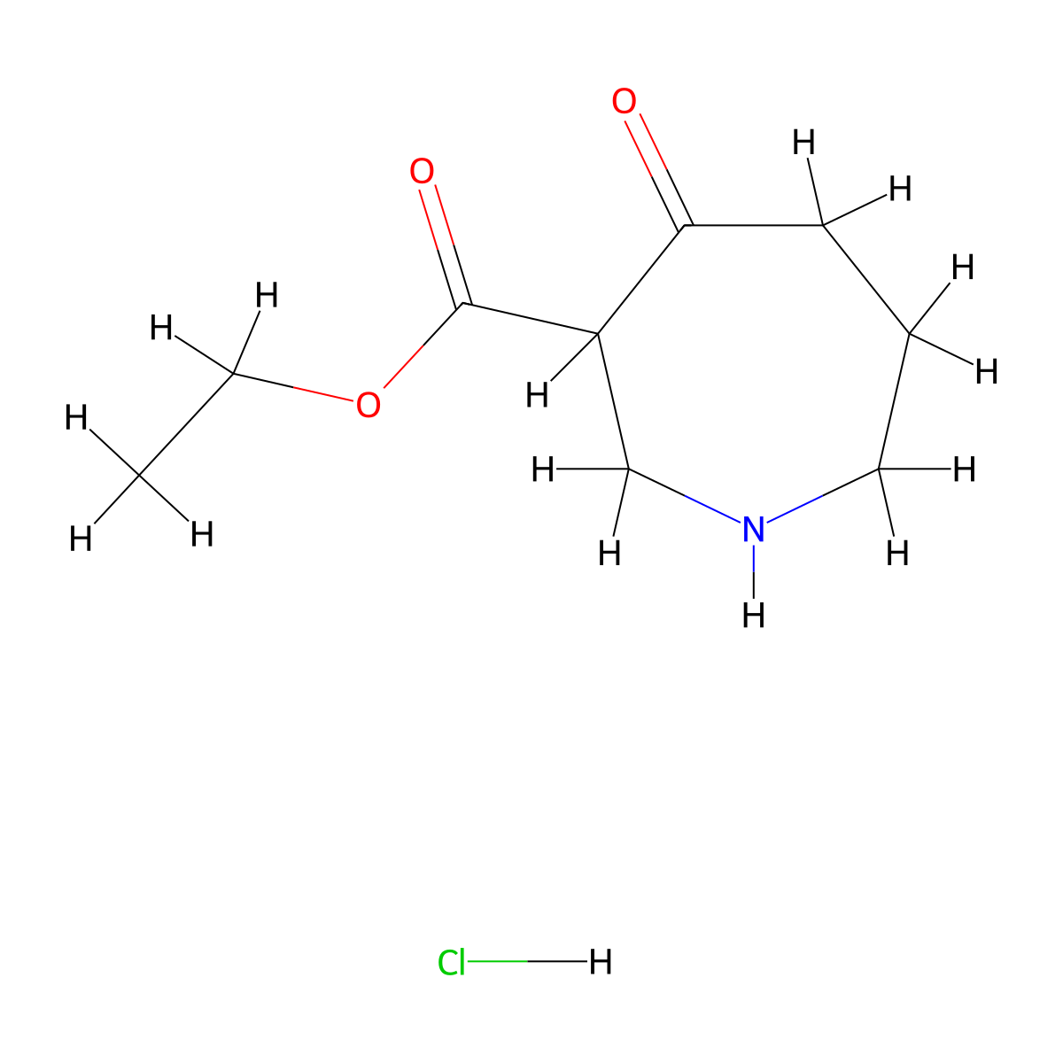 Ethyl 4-oxoazepane-3-carboxylate hydrochloride molecular structure, CAS 198419-09-9