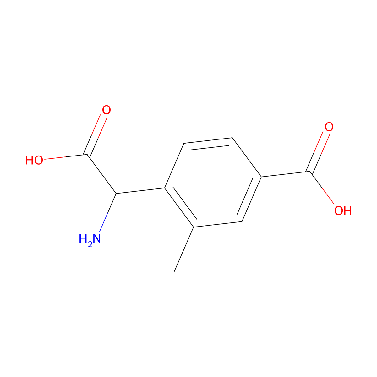 4-[(S)-amino(carboxy)methyl]-3-methylbenzoic acid molecular structure, CAS 198419-91-9