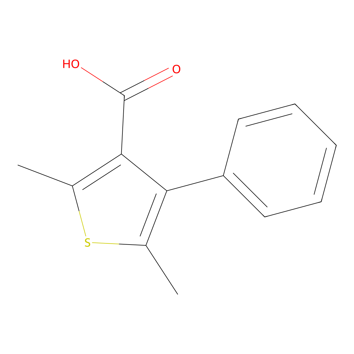 2,5-Dimethyl-4-phenyl-3-thiophenecarboxylic acid molecular structure, CAS 19842-54-7