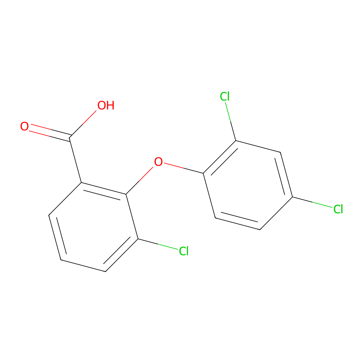 3-Chloro-2-(2,4-dichlorophenoxy)benzoic acid molecular structure, CAS 1984272-44-7