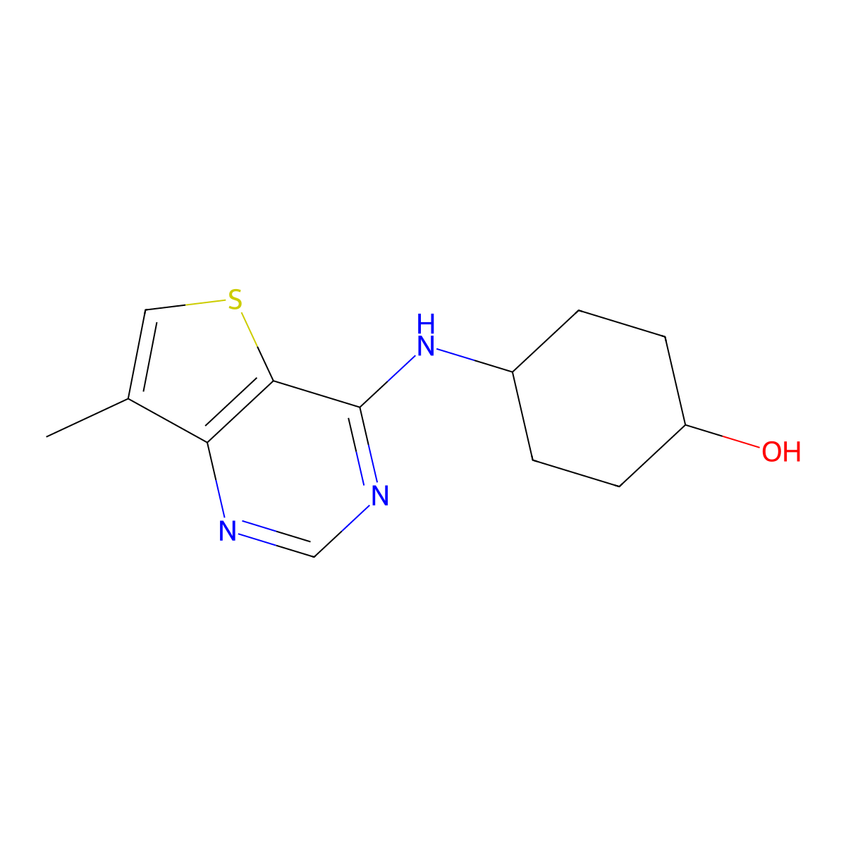 4-({7-Methylthieno[3,2-d]pyrimidin-4-yl}amino)cyclohexan-1-ol molecular structure, CAS 1984289-31-7
