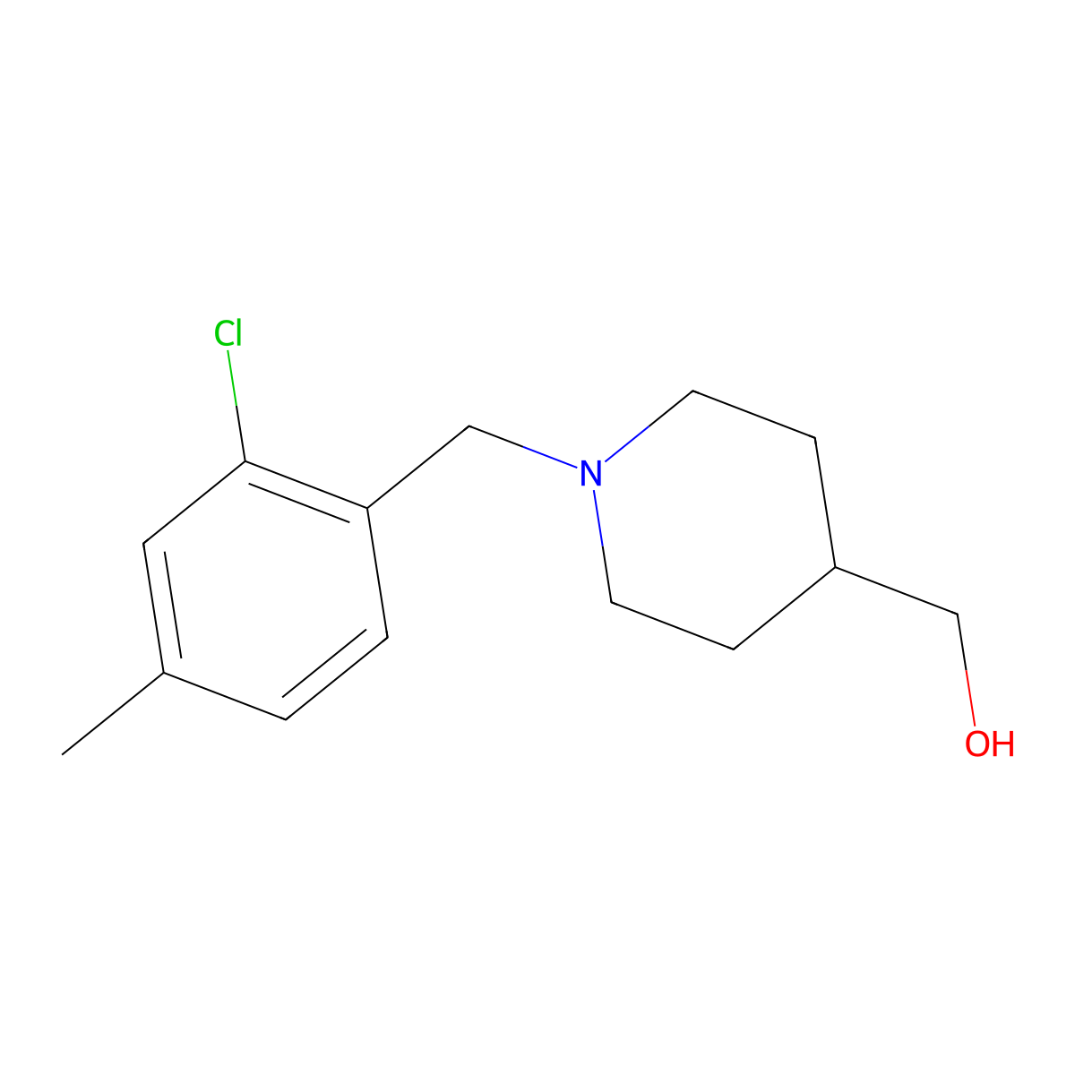 (1-(2-Chloro-4-methylbenzyl)piperidin-4-yl)methanol molecular structure, CAS 1984387-17-8