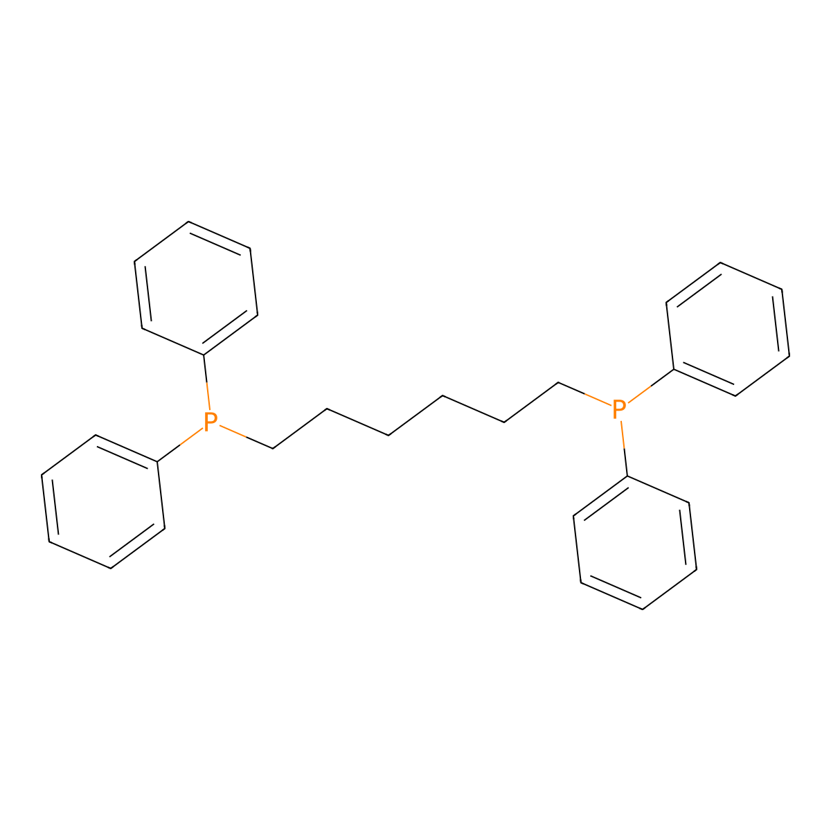 1,6-Bis(diphenylphosphino)hexane molecular structure, CAS 19845-69-3