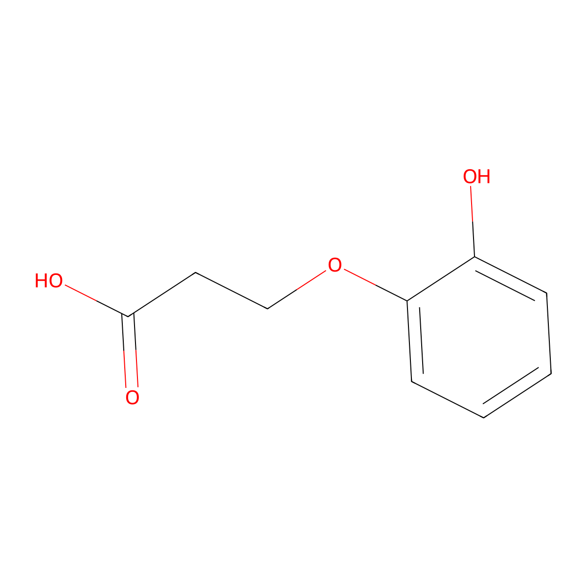 3-(2-Hydroxyphenoxy)propanoic acid molecular structure, CAS 19847-26-8