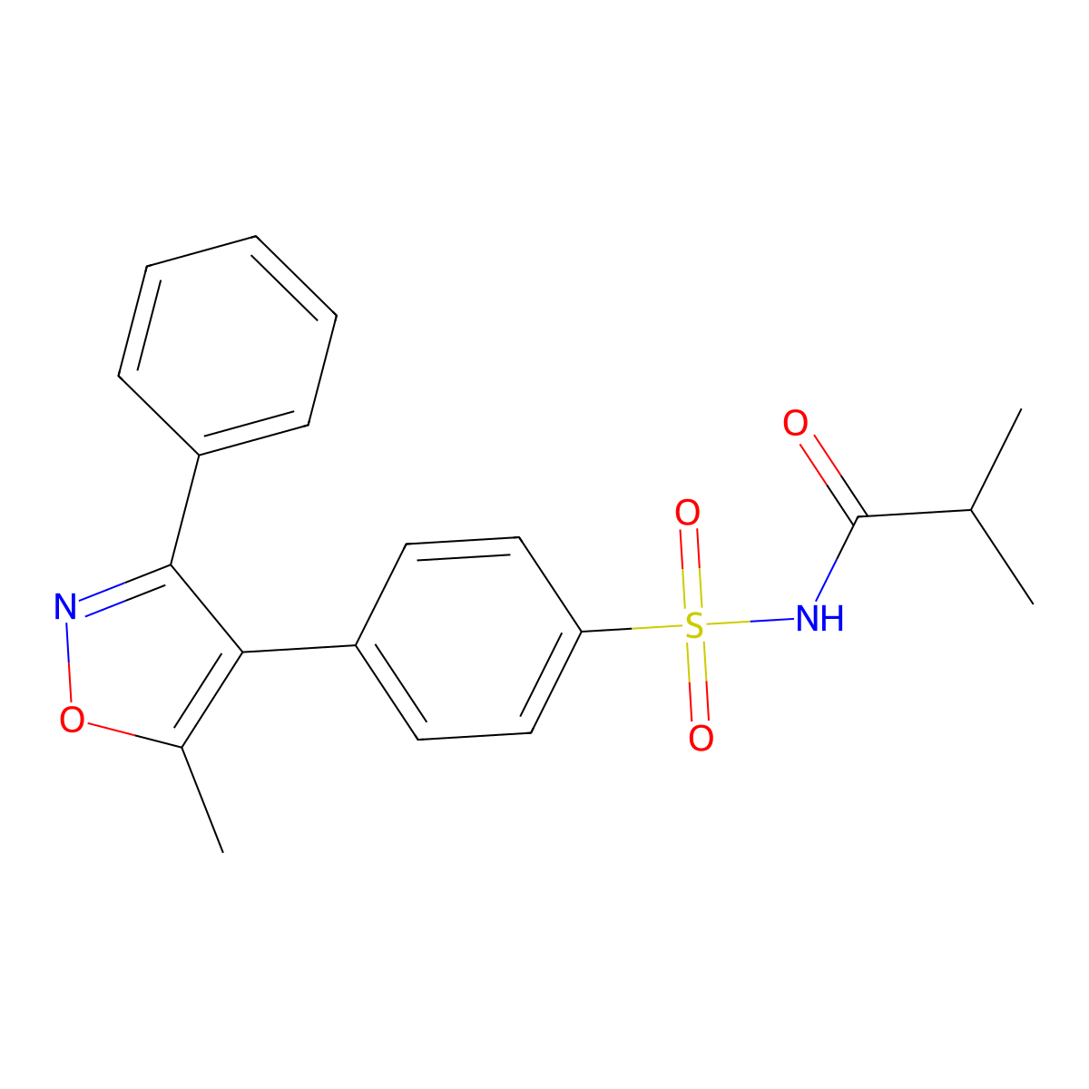 N-((4-(5-Methyl-3-phenylisoxazol-4-yl)phenyl)sulfonyl)isobutyramide molecular structure, CAS 198470-82-5