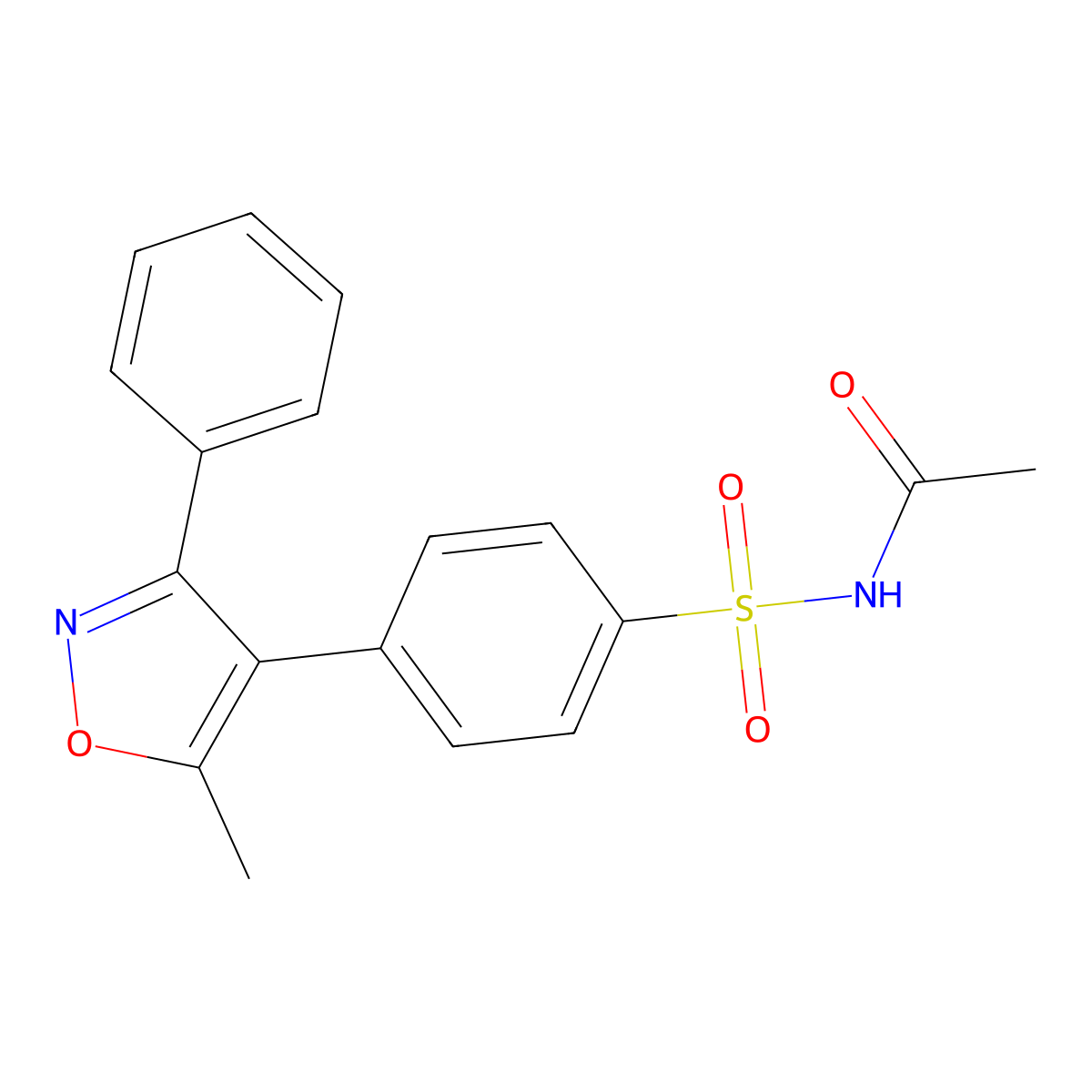 N-((4-(5-Methyl-3-phenylisoxazol-4-yl)phenyl)sulfonyl)acetamide molecular structure, CAS 198471-06-6