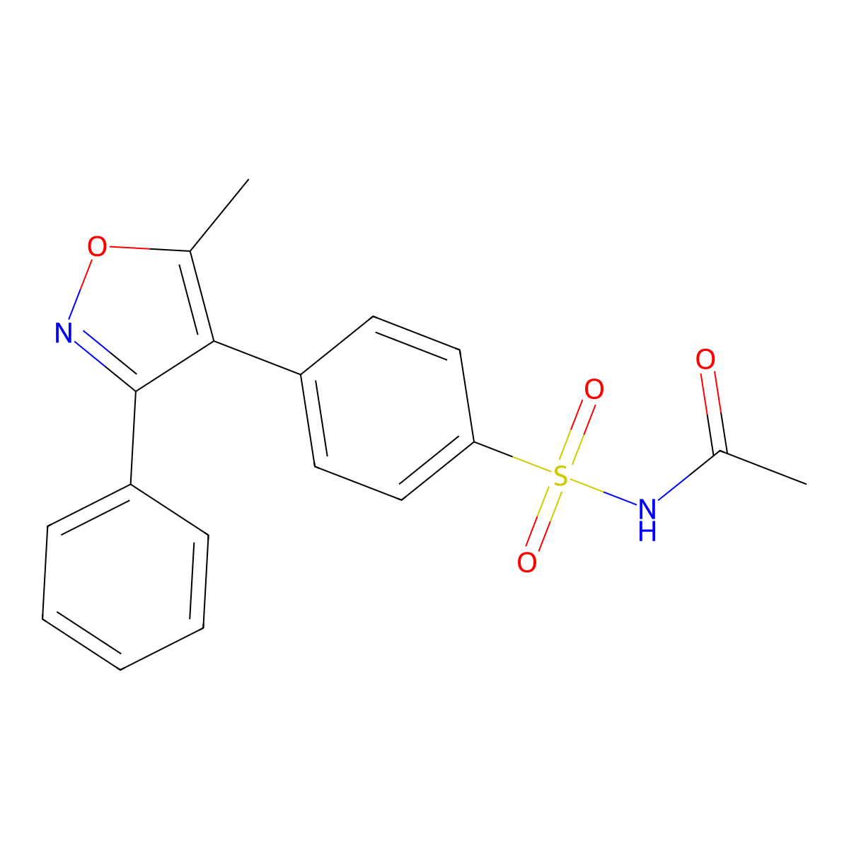 N-((4-(5-Methyl-3-phenylisoxazol-4-yl)phenyl)sulfonyl)acetamide molecular structure, CAS 198471-06-6
