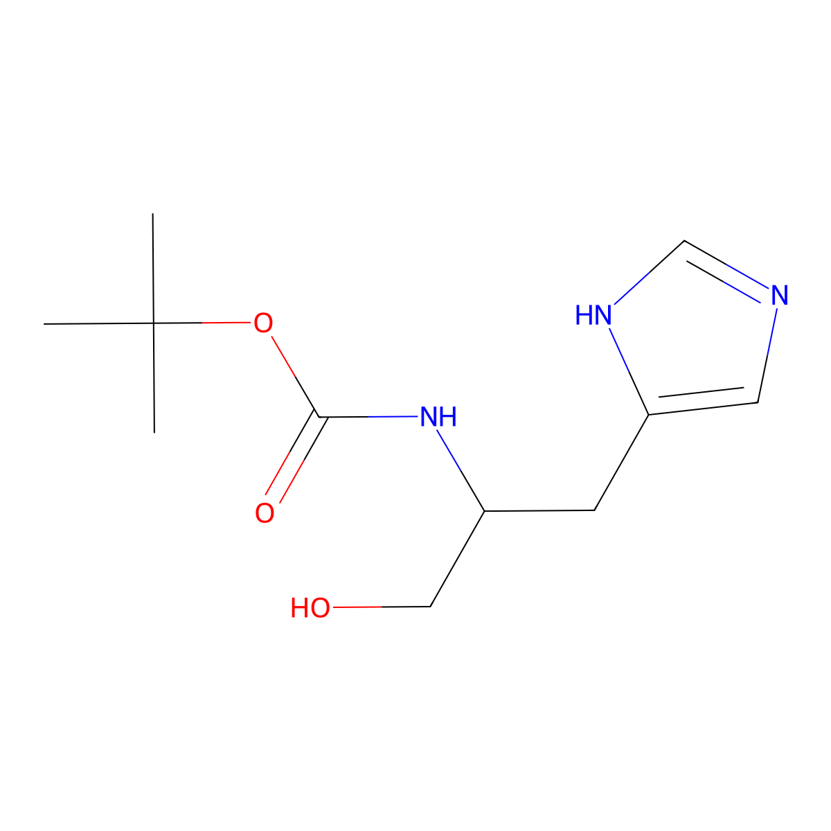 tert-butyl N-((2S)-1-hydroxy-3-(1H-imidazol-4-yl)propan-2-yl)carbamate molecular structure, CAS 198471-95-3