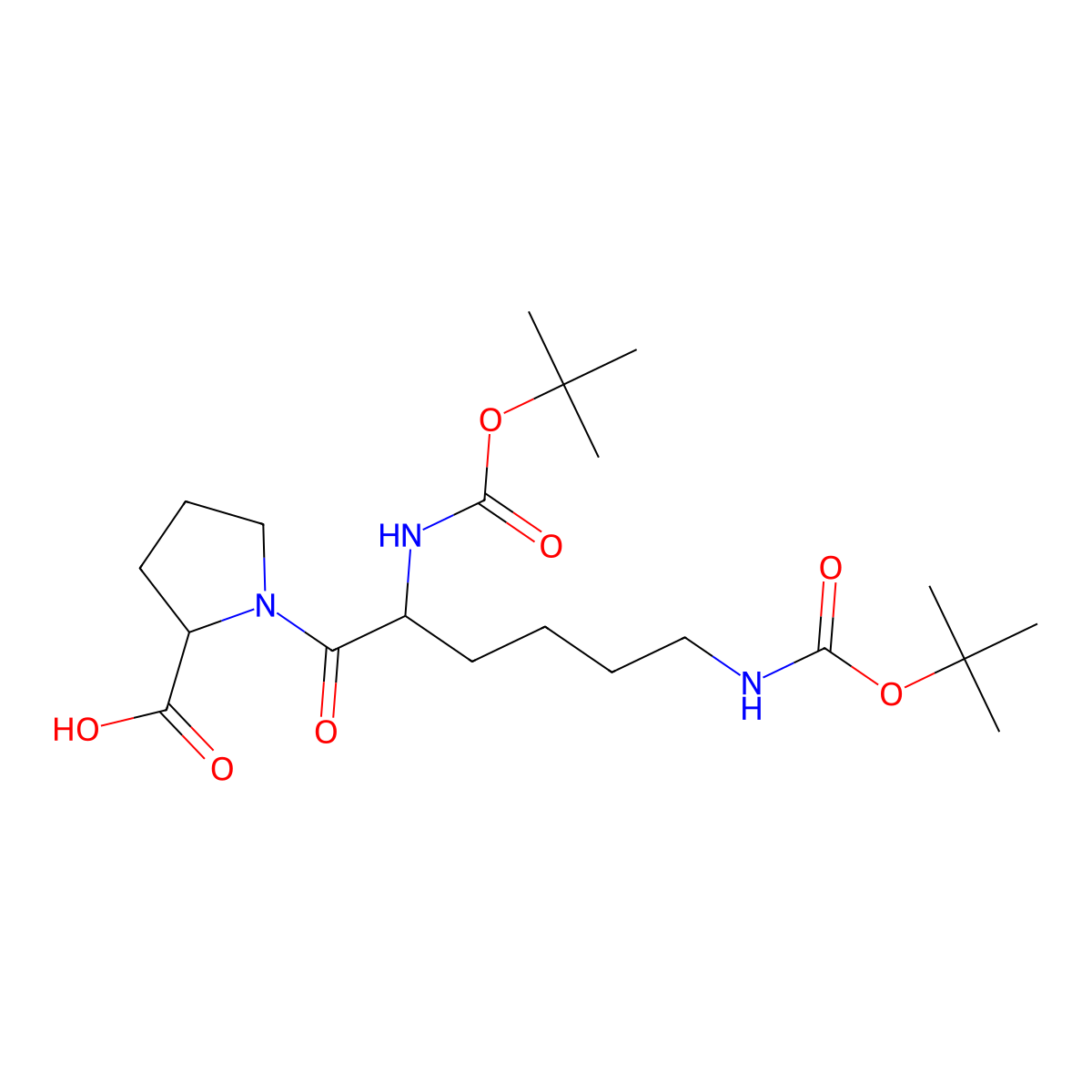 Boc-Lys(Boc)-Pro-OH molecular structure, CAS 198475-99-9