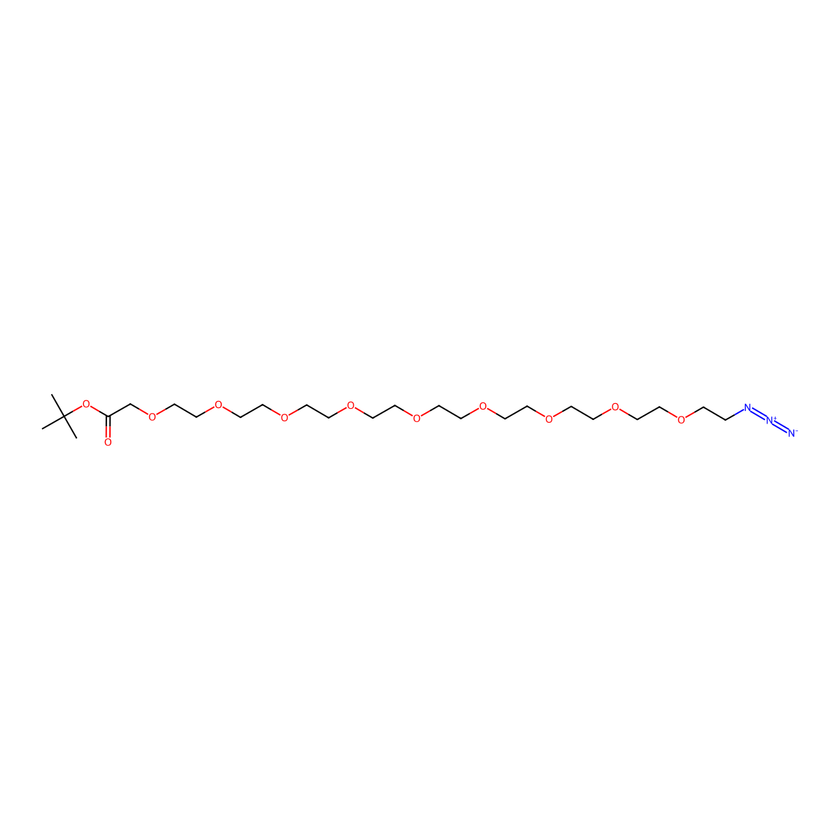 tert-Butyl 29-azido-3,6,9,12,15,18,21,24,27-nonaoxanonacosanoate molecular structure, CAS 1984776-40-0