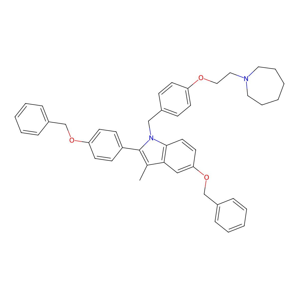 1-[4-(2-(Azepan-1-yl)ethoxy)benzyl]-5-(benzyloxy)-2-(4-(benzyloxy)phenyl)-3-methyl-1H-indole molecular structure, CAS 198480-21-6