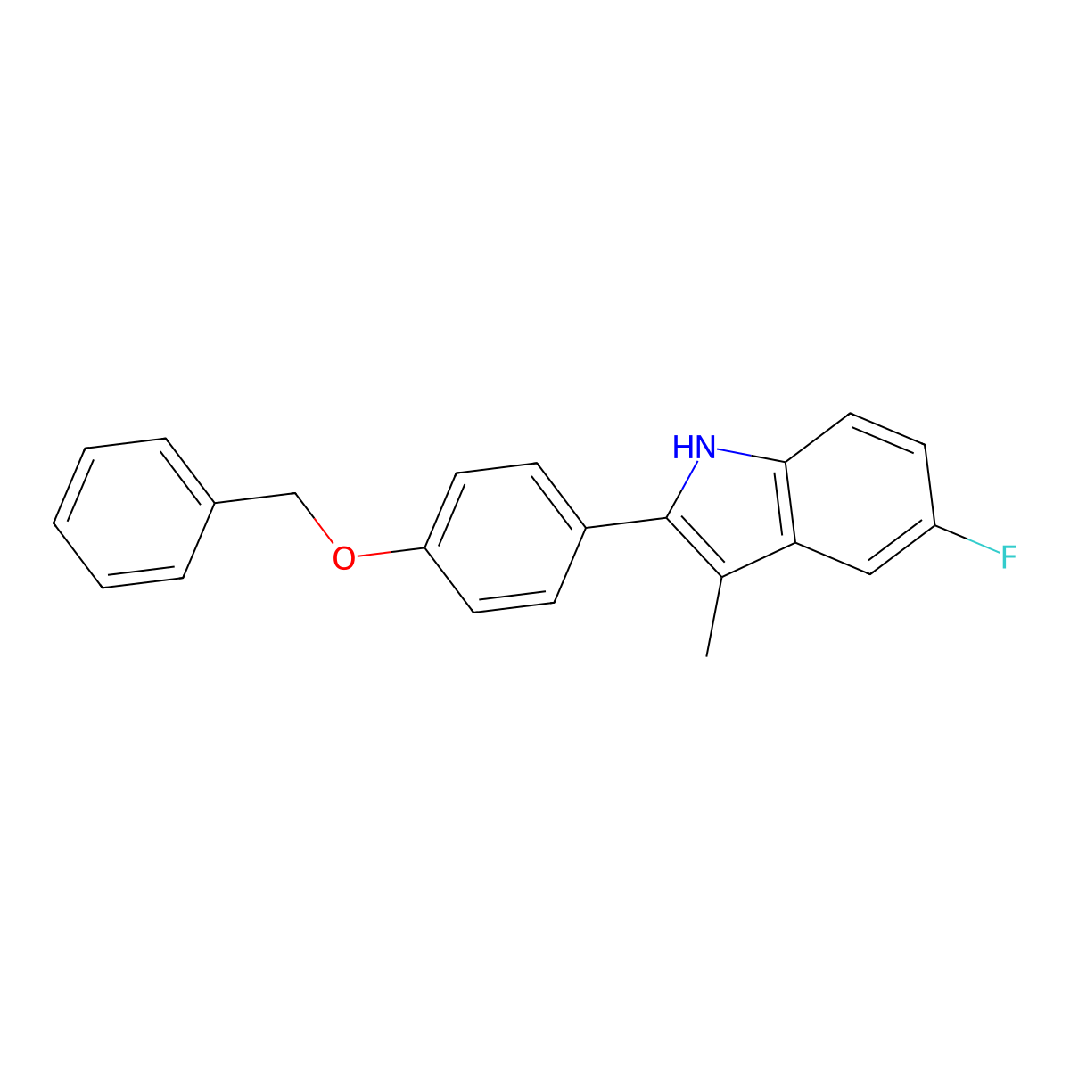5-Fluoro-3-methyl-2-[4-(phenylmethoxy)phenyl]-1H-indole molecular structure, CAS 198481-34-4