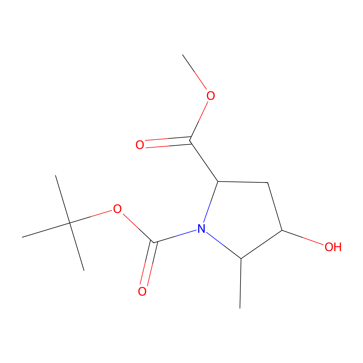 (2S,4S,5S)-1-tert-Butyl 2-methyl 4-hydroxy-5-methylpyrrolidine-1,2-dicarboxylate molecular structure, CAS 1984825-18-4