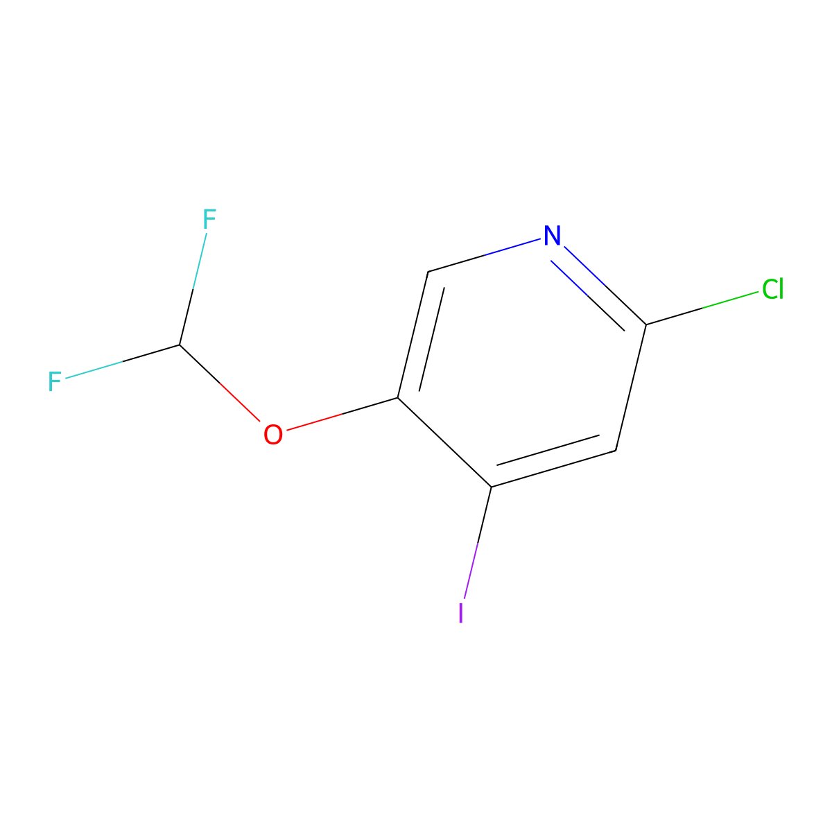 2-Chloro-5-(difluoromethoxy)-4-iodopyridine molecular structure, CAS 1984825-28-6