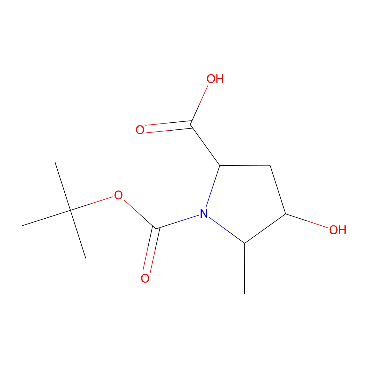 (2S,4S,5S)-1-[(tert-butoxy)carbonyl]-4-hydroxy-5-methylpyrrolidine-2-carboxylic acid molecular structure, CAS 1984825-82-2