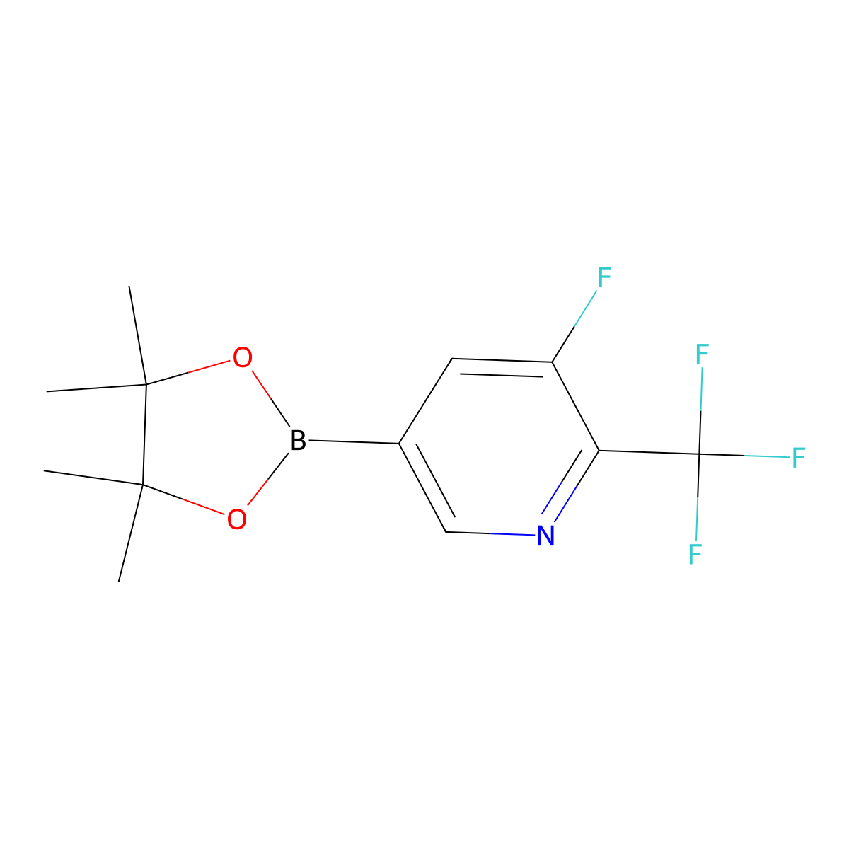 3-Fluoro-5-(tetramethyl-1,3,2-dioxaborolan-2-yl)-2-(trifluoromethyl)pyridine molecular structure, CAS 1984826-57-4