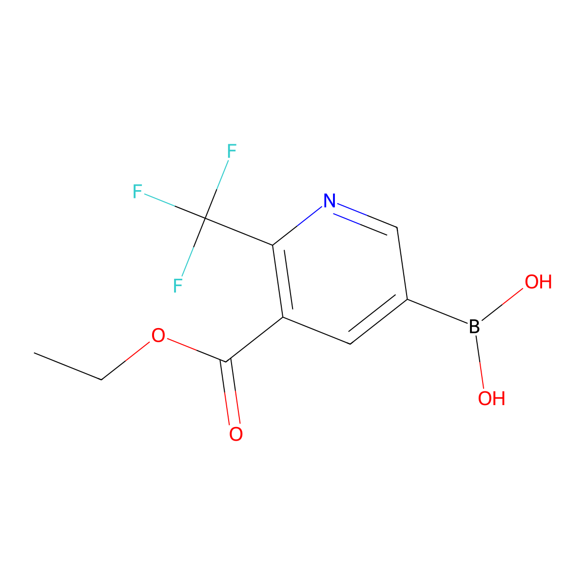 2-Trifluoromethyl-3-ethoxycarbonyl-pyridine-5-boronic acid molecular structure, CAS 1984827-20-4
