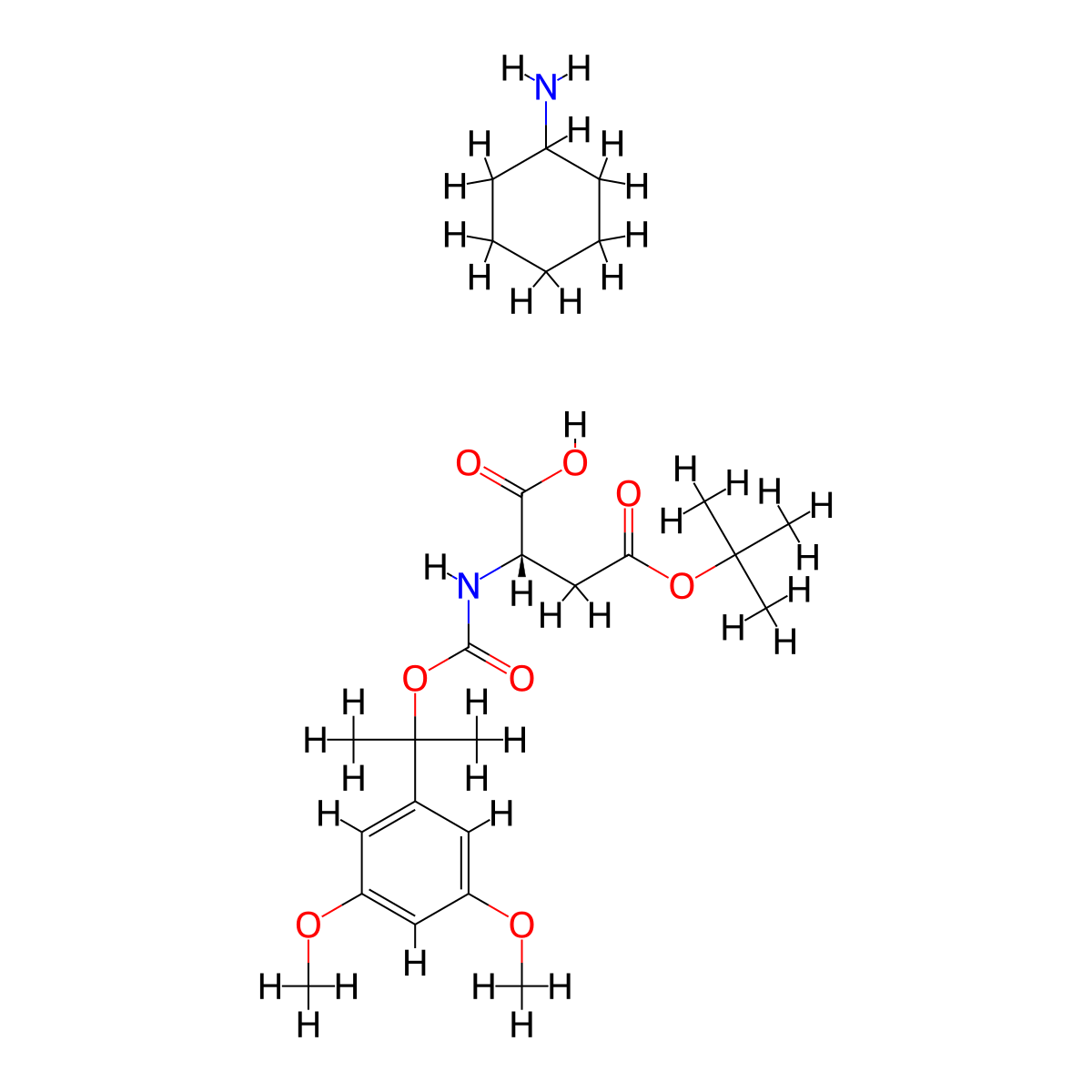 Ddz-Asp(OtBu)-OH cyclohexylammonium salt molecular structure, CAS 198487-68-2