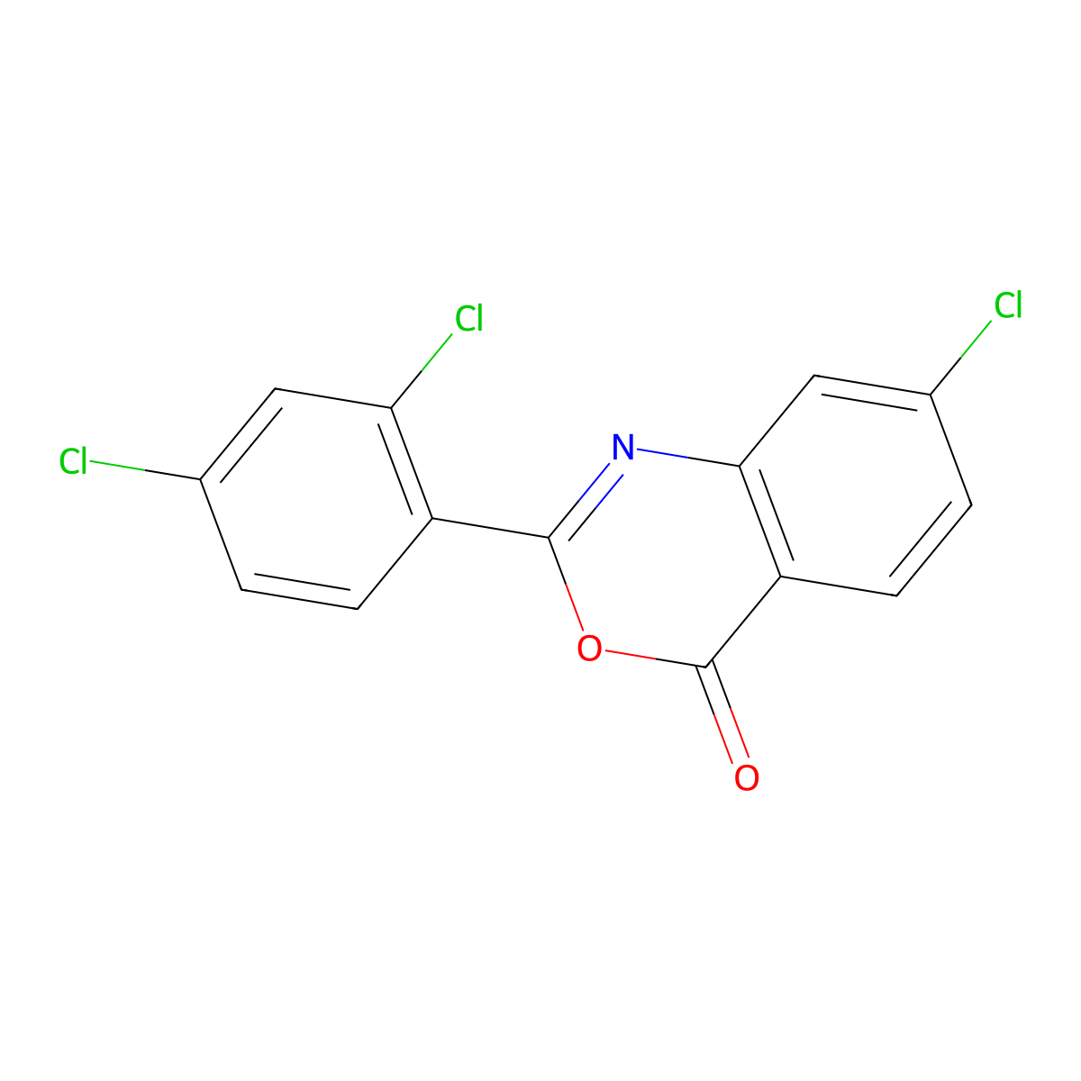 7-chloro-2-(2,4-dichlorophenyl)-4H-3,1-benzoxazin-4-one molecular structure, CAS 198487-87-5