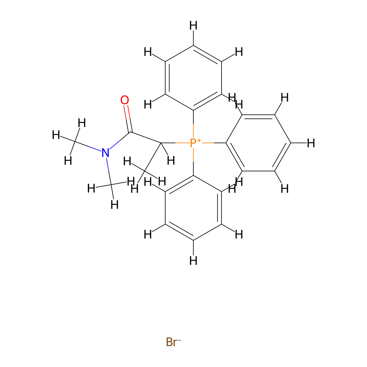 (1-(Dimethylamino)-1-oxopropan-2-yl)triphenylphosphonium bromide molecular structure, CAS 198488-16-3