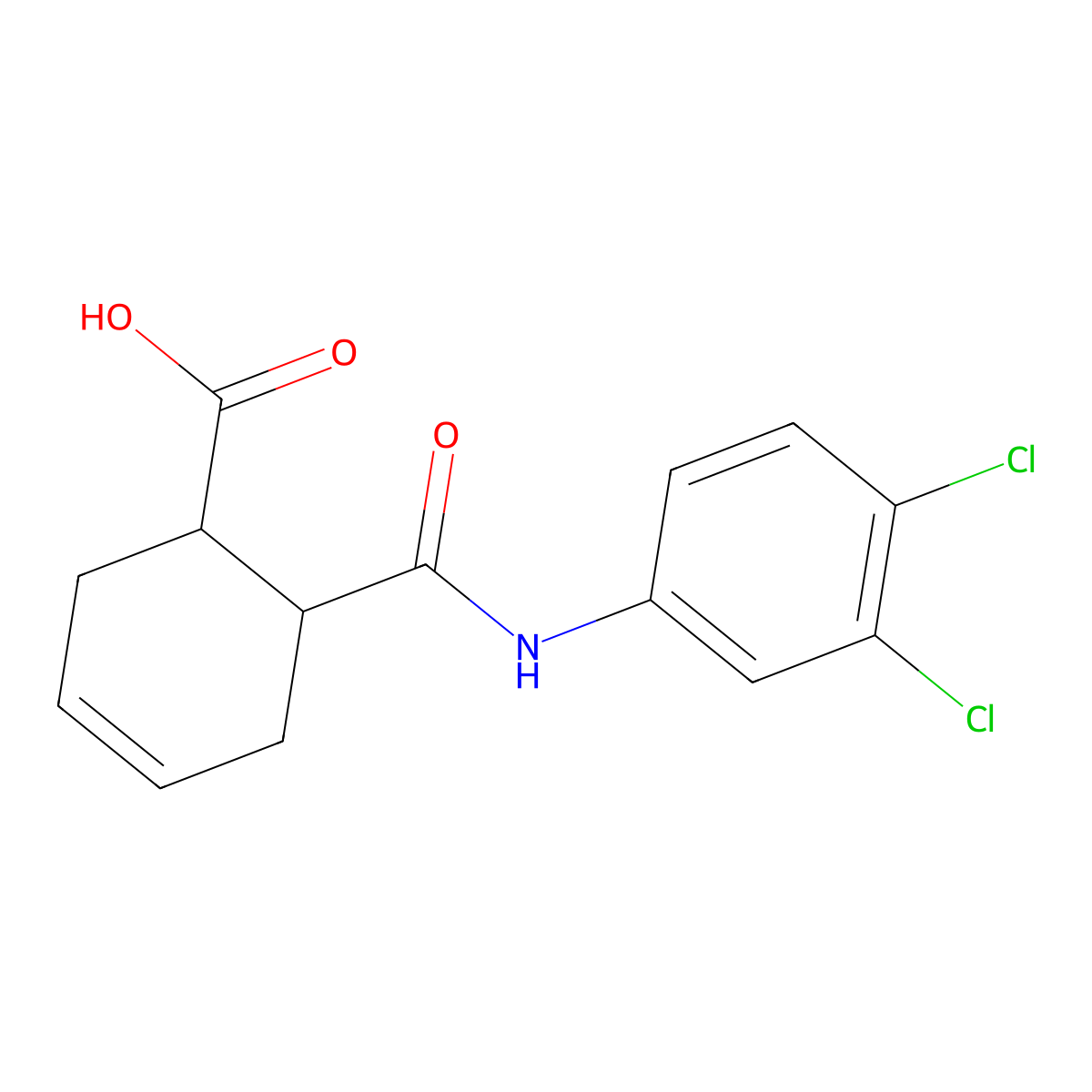 6-(((3,4-Dichlorophenyl)amino)carbonyl)-3-cyclohexene-1-carboxylic acid molecular structure, CAS 19849-10-6