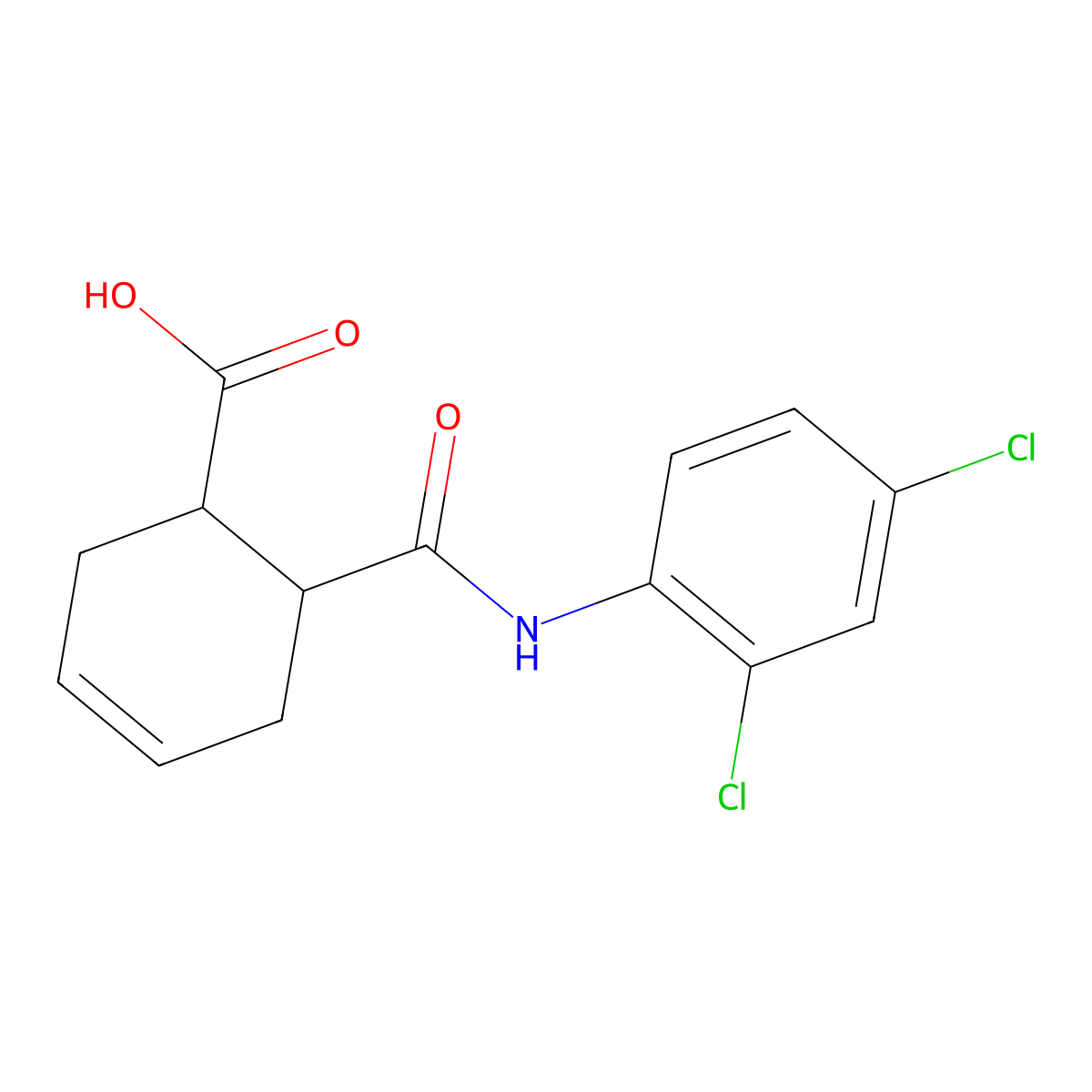 2',4'-Dichloro-1,2,3,6-tetrahydrophthalanilic acid molecular structure, CAS 19849-11-7