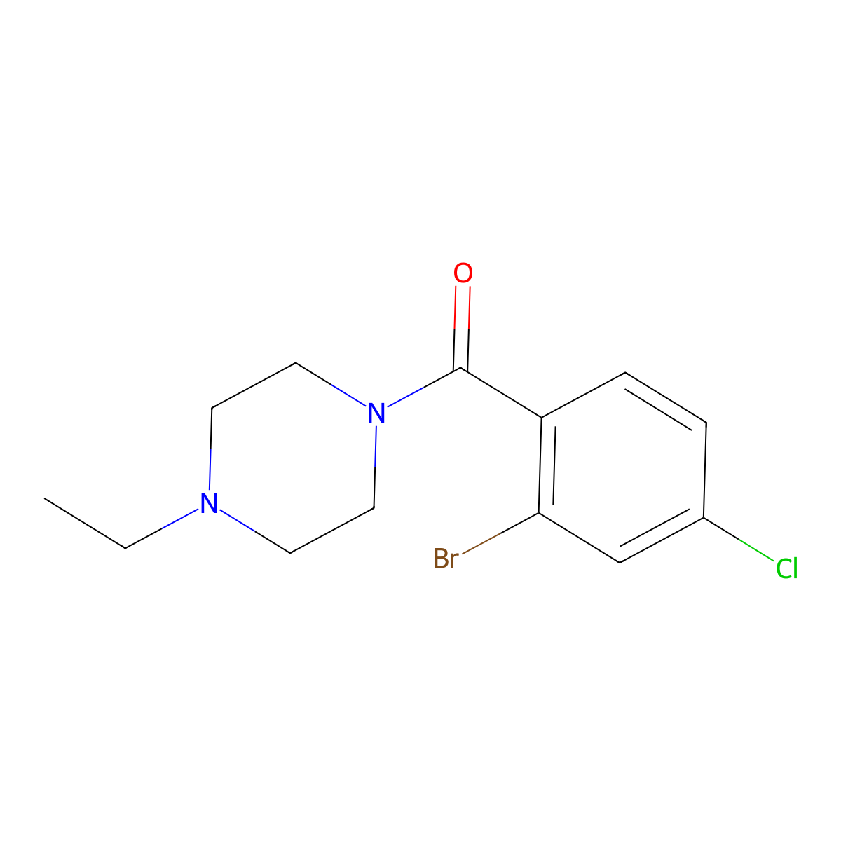 (2-Bromo-4-chlorophenyl)(4-ethyl-1-piperazinyl)methanone molecular structure, CAS 1984908-67-9