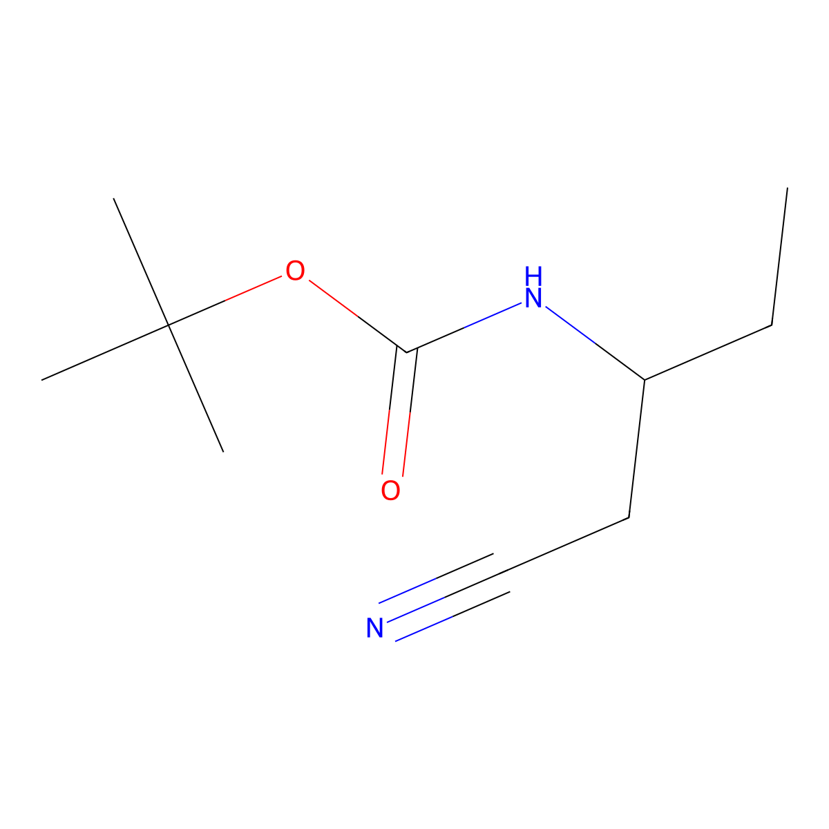 ((R)-2-cyano-1-ethyl-ethyl)-carbamic acid tert-butyl ester molecular structure, CAS 198493-28-6