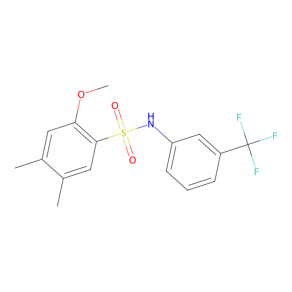 2-methoxy-4,5-dimethyl-N-[3-(trifluoromethyl)phenyl]benzene-1-sulfonamide molecular structure, CAS 1984971-88-1