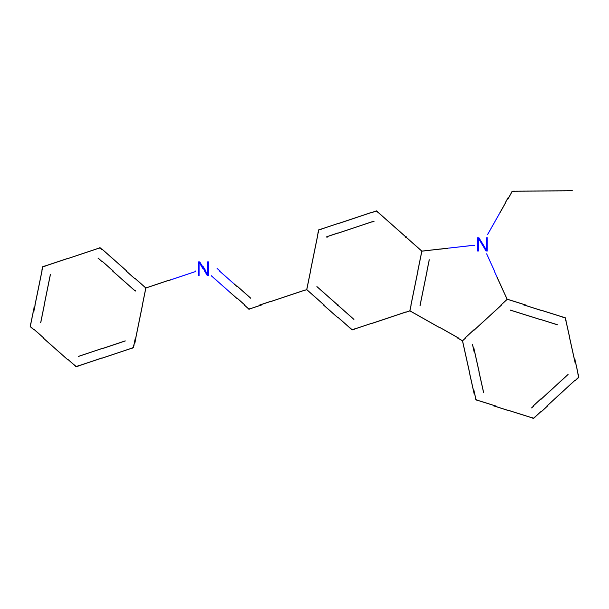 N-[(E)-(9-ethyl-9H-carbazol-3-yl)methylidene]aniline molecular structure, CAS 19850-06-7