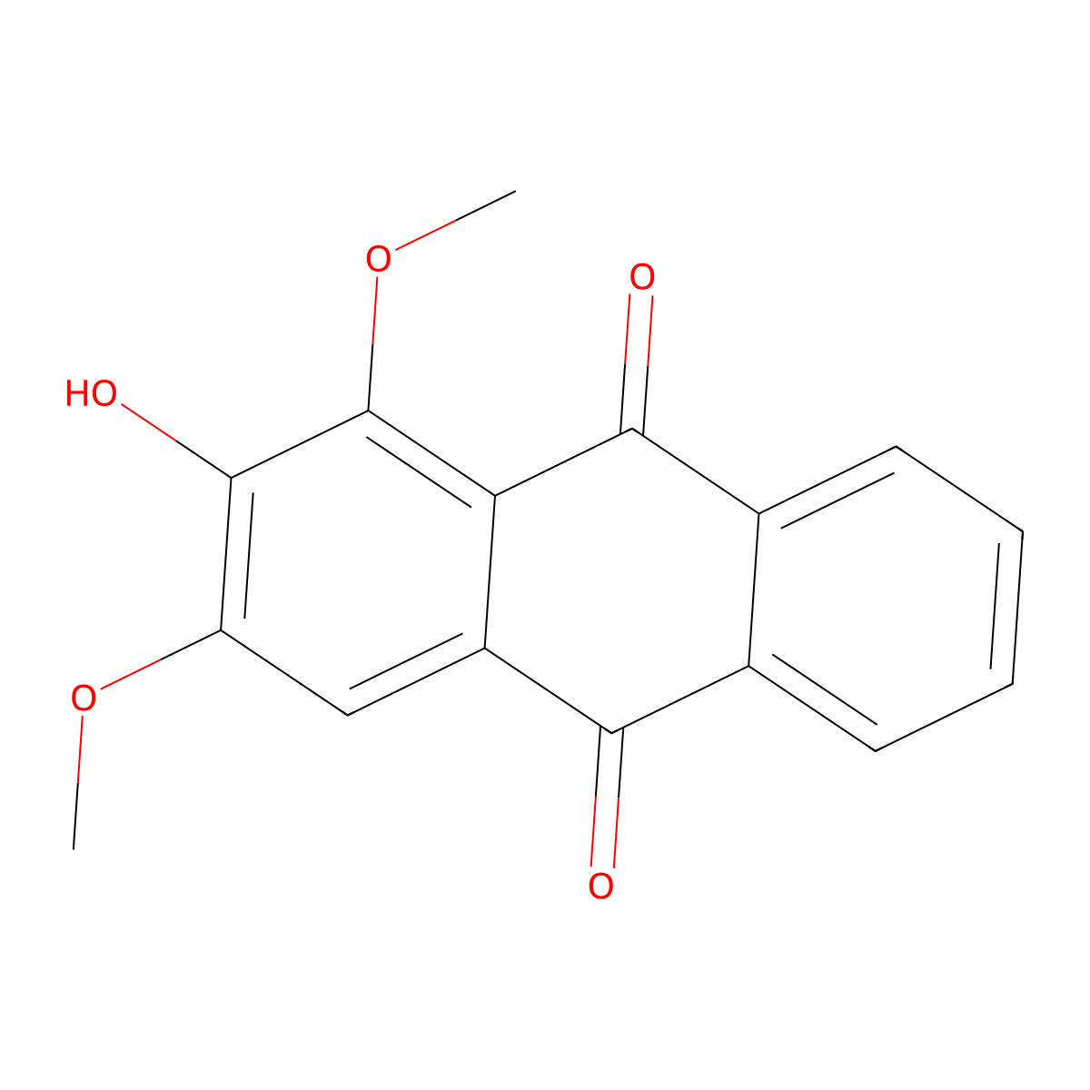1,3-Dimethoxy-2-hydroxy-9,10-anthraquinone molecular structure, CAS 19852-76-7