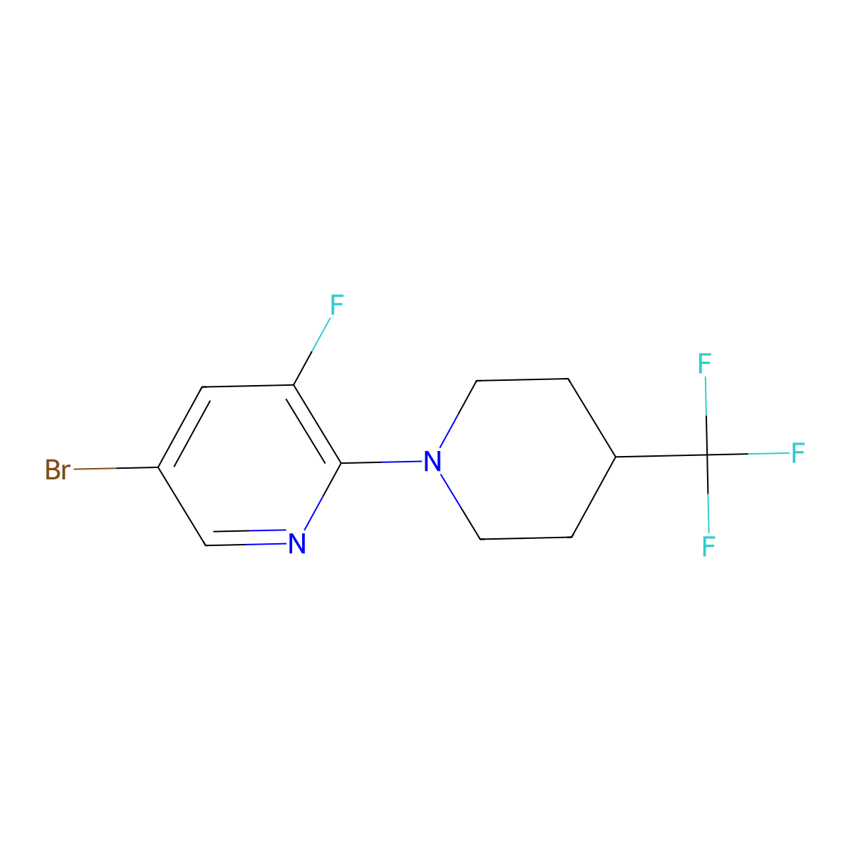 5-Bromo-3-fluoro-2-[4-(trifluoromethyl)piperidin-1-yl]pyridine molecular structure, CAS 1985236-14-3