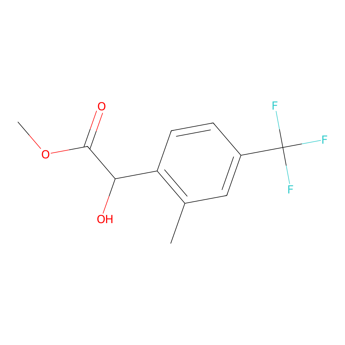 Methyl 2-hydroxy-2-[2-methyl-4-(trifluoromethyl)phenyl]acetate molecular structure, CAS 1985238-21-8