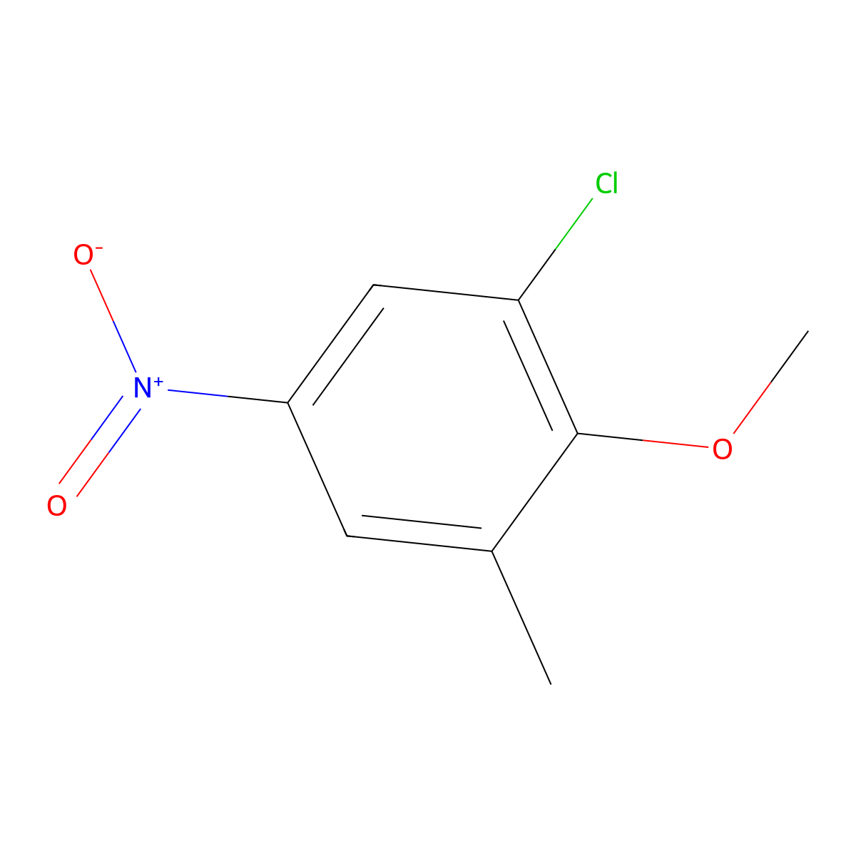 Benzene, 1-chloro-2-methoxy-3-methyl-5-nitro- molecular structure, CAS 19853-87-3