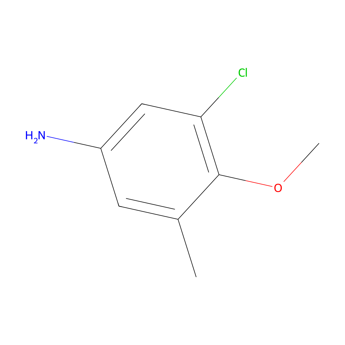 Benzenamine, 3-chloro-4-methoxy-5-methyl- molecular structure, CAS 19853-88-4