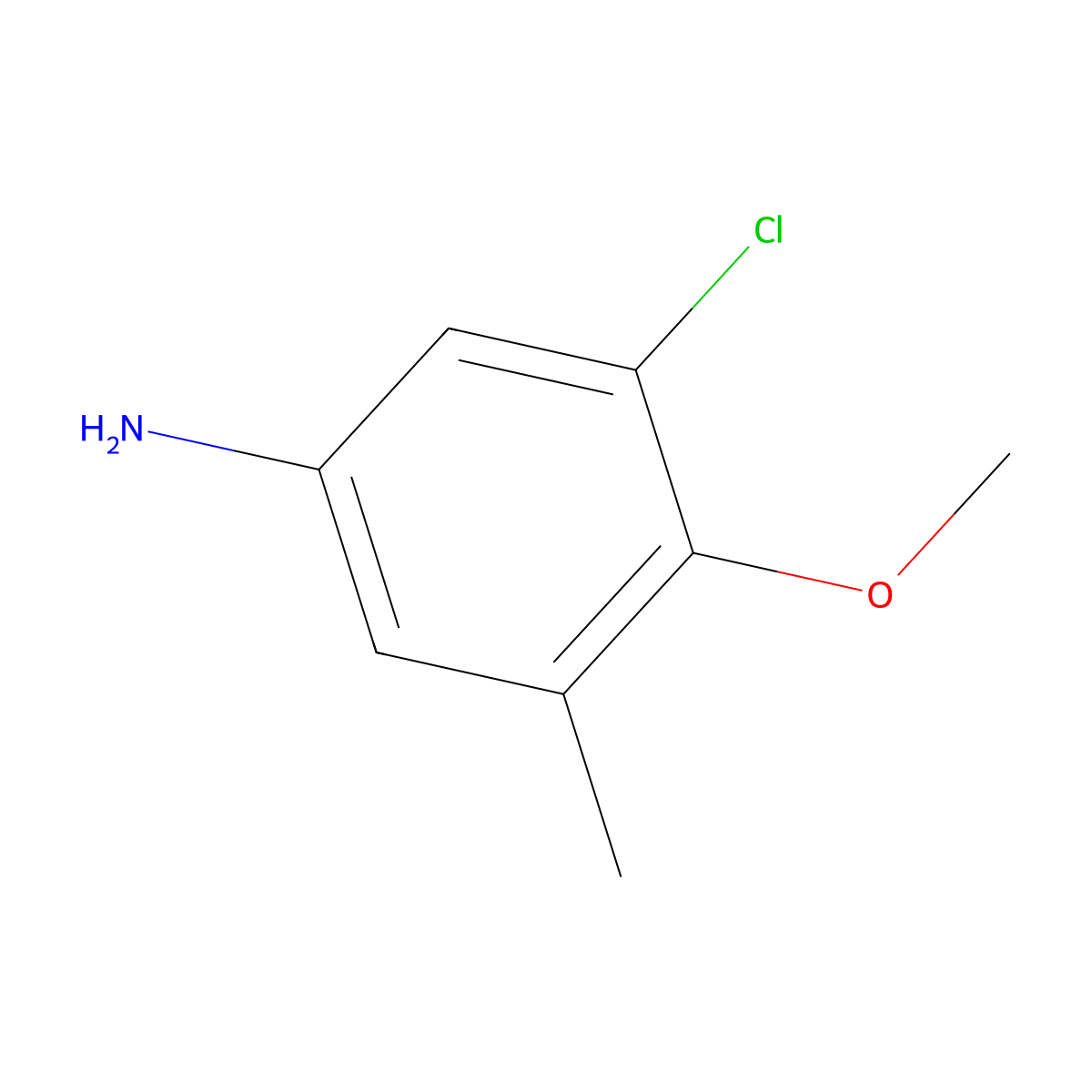 Benzenamine, 3-chloro-4-methoxy-5-methyl- molecular structure, CAS 19853-88-4