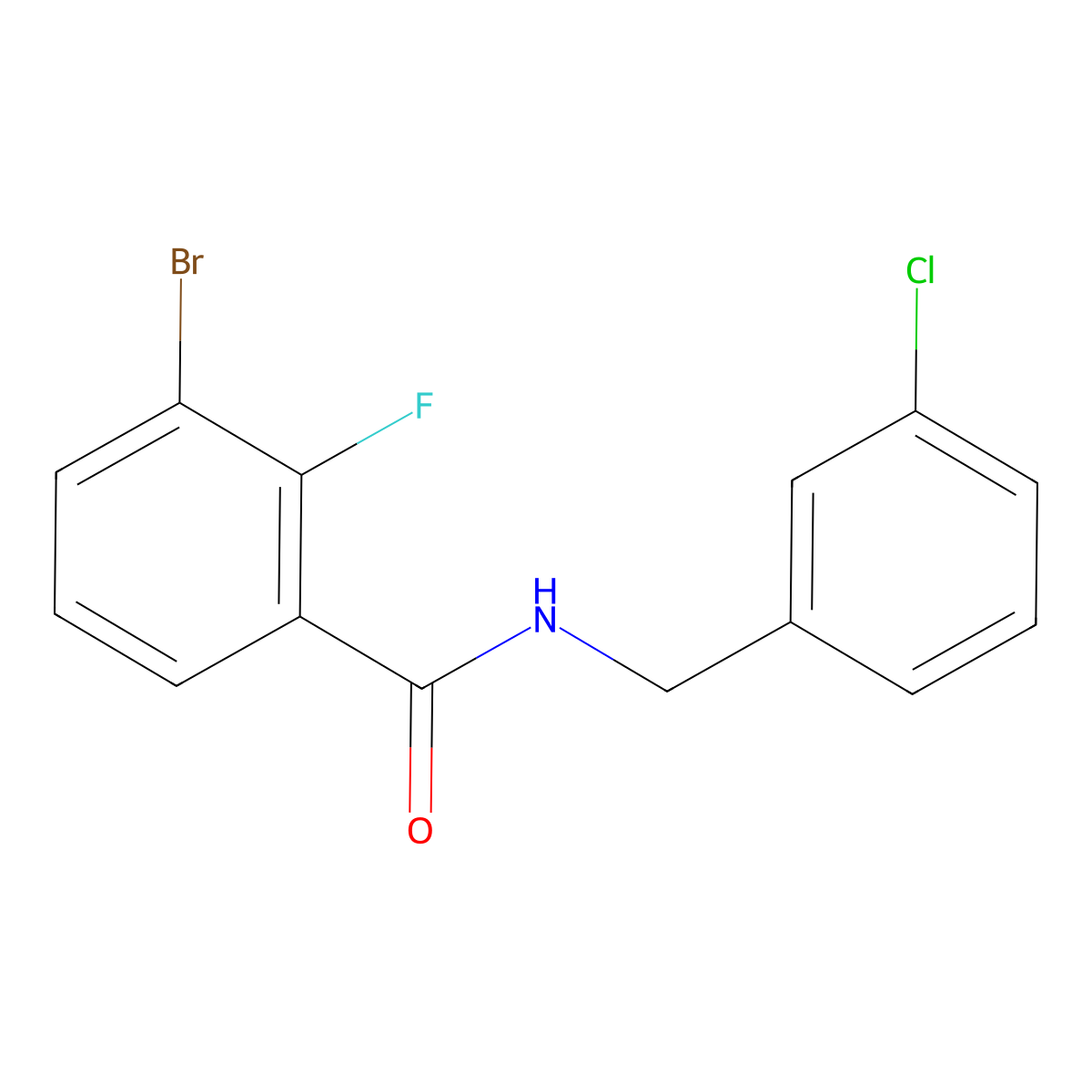3-Bromo-N-[(3-chlorophenyl)methyl]-2-fluorobenzamide molecular structure, CAS 1985309-69-0