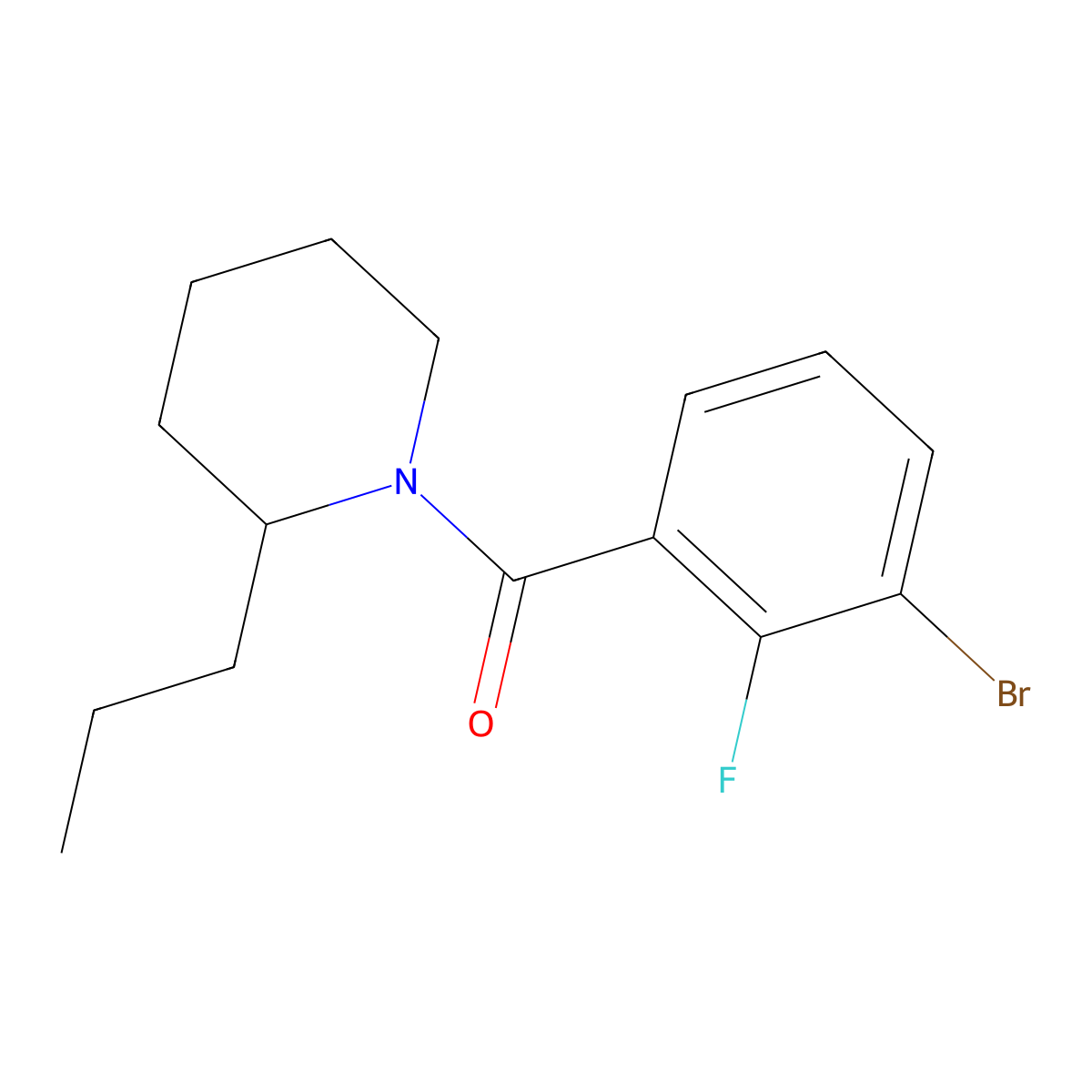 (3-bromo-2-fluorophenyl)(2-propyl-1-piperidinyl)Methanone molecular structure, CAS 1985310-42-6