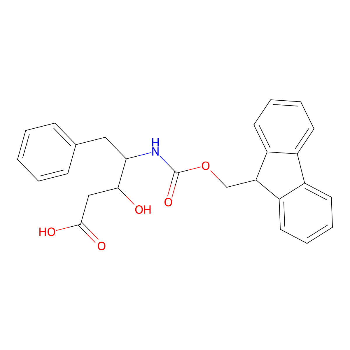 Fmoc-(3S,4S)-4-amino-3-hydroxy-5-phenyl pentanoic acid molecular structure, CAS 198542-01-7