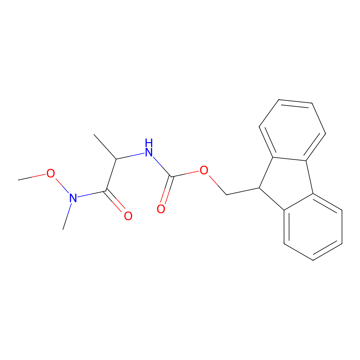 N-alpha-(9-Fluorenylmethyloxycarbonyl)-N-methyl-N-methyloxy-L-alanine amide molecular structure, CAS 198542-03-9